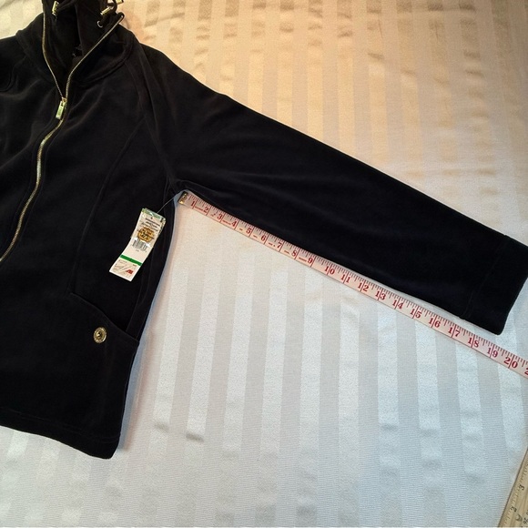 Jones New York Sz L Black Velvet Zip-Up Jacket with Gold Accents NWT - Picture 8 of 14